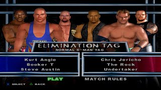 WWE SD HCTP  KurtAngleBookerTSteveAustin VS ChrisJerichoTheRockUndertaker ELIMINATION TAG [upl. by Bertelli]