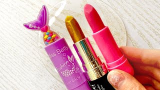 ASMR Lipstick Slime Coloring Slime with Lipsticks Satisfying Slime Videos [upl. by Nedak518]