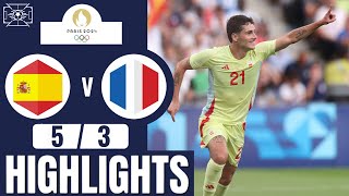 Spain vs France  53  Mens Football  Paris 2024 Highlights  france vs spain [upl. by Asereht]