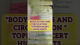 How TOPPERS Highlight NCERT 💫💯Body fluids and circulation class 11thneet2024studyshorts [upl. by Assilat]