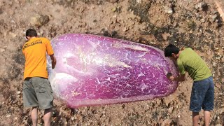 Discovery of mining gemstone  Diamond Amethyst Diamonds gemstone Crystal volcano under rock [upl. by Parris]