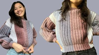 Crocheting a ribbed sweater [upl. by Iadrahs]