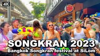 【🇹🇭 4K】BANGKOK SONGKRAN IN SILOM ROAD 2023 13 April [upl. by Saibot]