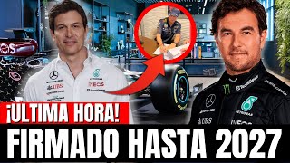 ¡CONFIRMADO TOTO WOLFF CONFIRMA QUE CHECO PÉREZ HA FIRMADO SU CONTRATO CON MERCEDES [upl. by Aicert]