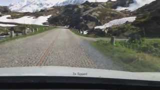 onboard Fahrt Tremola alter Gotthardpass mit Zeitraffer mit Schnee im Juni 2013 [upl. by Ycnaf205]