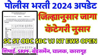 police bharti 2024  🔥जिल्ह्यानुसार जागा  सर्व कॅटेगरी नुसार 🎉 [upl. by Thaddaus421]