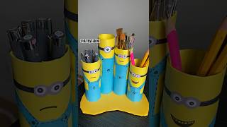 Minions Brush Holder With Tissue Rolls cardboards kidsvideo kidsactivities kidscraft minions [upl. by Liman659]