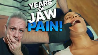 EXTREME TMJ Pain for YEARS  JAW CLICKS Every Time it Opens HUGE RELEASE 🫣🤯 jawpain neckpain [upl. by Eartnoed]