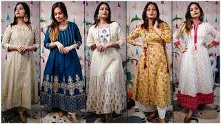 Pure Cotton Anarkali Kurti for Summer Try on Haul  Affordable Kurti  Mahima Giri  Rangita [upl. by Yelrebmyk]