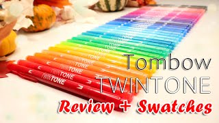 Tombow TwinTone Dual Tip Markers  Review  Swatches [upl. by Annawahs]