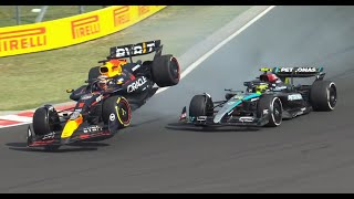 LEWIS HAMILTON AND MAX VERSTAPPEN COLLISION  2024 Hungarian GP [upl. by Lux]