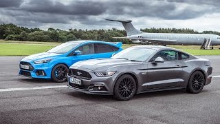 Ford Mustang vs Ford Focus RS  Top Gear Drag Races [upl. by Nordna]