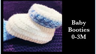 LEFT Handed How to Crochet easy star stitch cuffed baby booties  shoes  boots beginners 03M 178 [upl. by Nnazus875]