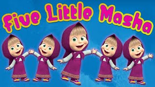 Five Little Masha Jumping on the Bed  5 Little Monkeys Jumping on the bed Nursery Rhymes [upl. by Audsley]