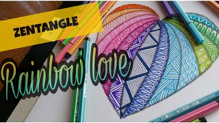 Zentangle art  Rainbow love [upl. by Einnod]