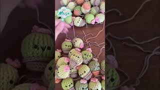 Teje esta biznaga sin coser sus partes 🤭 Reto12llaveros2023 tejido cactus tutorial crochet [upl. by Cordey]