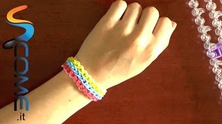 Come fare braccialetti elastici tripli con Rainbow loom [upl. by Egief]