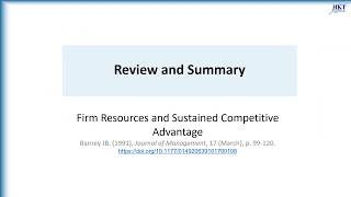 Summary of Barney 1991 quotFirm Resources and Sustained Competitive Advantagequot [upl. by Vargas]