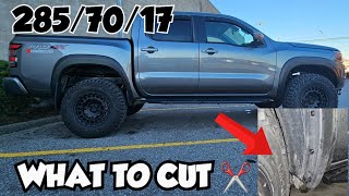 WHAT TO TRIM ON YOUR NISSAN FRONTIER TO FIT BIGGER TIRES 2023 NISSAN FRONTIER PRO4X [upl. by Edualcnaej]