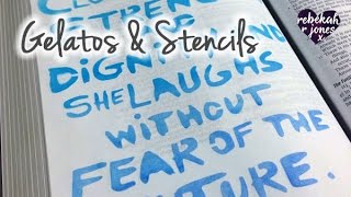 Gelatos amp Stencils  Bible Art Journaling Challenge Lesson 2 [upl. by Nylyram865]