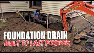 How to Install Exterior Foundation Drain that Lasts Forever [upl. by Adyl389]