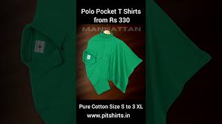 Pure Cotton Polo Pocket T Shirts from Rs 330 sizes S to 3 XL available wwwpitshirtsin [upl. by Esiom849]