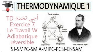 23 Thermodynamique  Exercice 7 travail adiabatique réversible S1 SMPC SMIA MPSI PCSI ENSAM [upl. by Gladi]