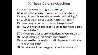 List of Thesis Defense Questions [upl. by Iolanthe381]