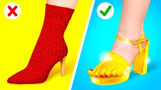 RICH VS POOR FASHION  HighEnd Heels VS Thrifty Shoe Tricks by 123 GO FOOD [upl. by Eelyma]