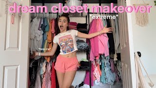 aesthetic closet organization makeover extreme [upl. by Alyakim]