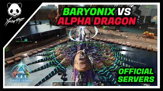 BARYONIX VS ALPHA DRAGON  Official Servers  ARK Survival Ascended [upl. by Ellan490]