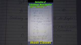 Derivation of Schrodinger wave Equation Bsc 4 Semester Chemistry unit 1 Schrodinger Akash Classes [upl. by Scoter813]