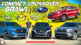 2024 Honda CRV vs Mazda CX5 vs Toyota RAV4 vs Subaru Forester Comparison  Big Compact Battle [upl. by Danice]