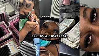 LASH TECH VLOG new lash products full day of lash clients lash content lash tech life [upl. by Odlavu]