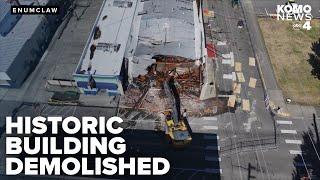 End of an era Historic centuryold Enumclaw building demolished amid safety fears [upl. by Learrsi]