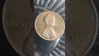 1992 Lincoln penny pennyUScoinmoneycointokcoinbasecoinstar coinscollection [upl. by Enois]