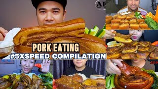 PORK EATING SOUNDS COMPILATION MUKBANG 5XSPEED  PORKPORK BELLY WITH RICE EATING MUKBANGCOMPILATION [upl. by Sakul]