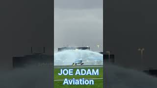 WATER CANNON SALUTE FOR KLM Flight1 B737 JoeAdamAviation aviation boeing [upl. by Ahsienel423]