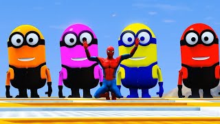 GTA V SpiderMan amp Color Minions Epic Ragdoll Physics Funny and Fails shorts gtav shortsfeed [upl. by Shawn964]