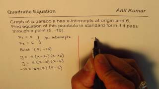 Equation of Parabola from two X Intercepts and a Point [upl. by Airliah149]