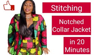 HOW TO SEW A FEMALE JACKET IN 20 MINUTES EASIEST METHOD NOTCHED COLLAR [upl. by Bartolome]