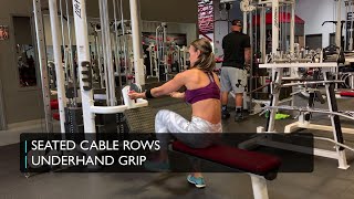 HOW TO PERFORM SEATED CABLE ROWS  UNDERHAND GRIP [upl. by Ronda106]