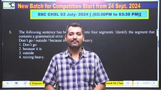 SSC CHSL 2024  English Previous year Paper Solution Series 3  English By Manish Sir [upl. by Fisa]