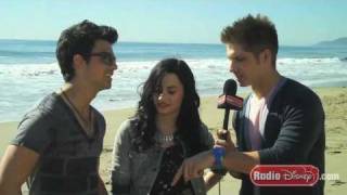 Demi Lovato amp Joe Jonas on the Set of quotMake A Wavequot Video  Celebrity Take with Jake [upl. by Noemad230]