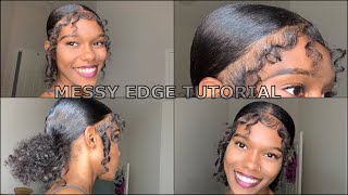 HOW TO LAY EDGES  MESSYFLUFFY EDGES LOW BUN  NATURAL HAIR [upl. by Tedric]