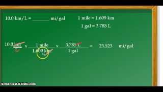 Unit conversion kilometers per liter kmL to miles per gallon mpg [upl. by Kusin]