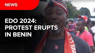 Edo 2024 After the announcement of 16 LGAs protest erupts in Benin City [upl. by Aicertap148]