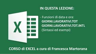 EXCEL tutorial 7J  GIORNI LAVORATIVI in Excel [upl. by Raynah767]