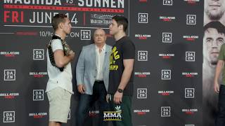 Bellator 222 Rory MacDonald vs Neiman Gracie Staredown  MMA Fighting [upl. by Loralie]