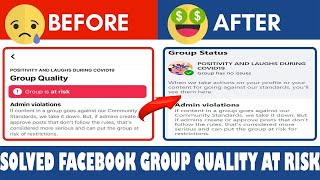 How To Solved Facebook Group is at risk Problem 2024  Fix Facebook Group Quality Violations [upl. by Borries]